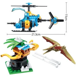Dino Jurassic Hubschrauber Baustein Set Mit Pterosaurier Figur -Dinosaurier-Spielzeug ERBO 307Pcs Jurassic Parked Helicopter Model Building Blocks Jurassic World Capture Dinosaur Bricks Toys for Children