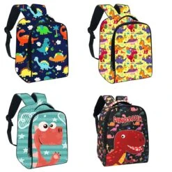 Kindergarten Rucksack Mit Bunten Dinosaurier Print