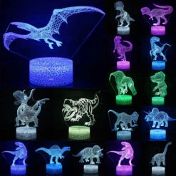 Dinosaurier Nachtlampe, Tischlampe, Nachtlicht Mit Farbwechsel Und 3D Effekt -Dinosaurier-Spielzeug product image 1324201189