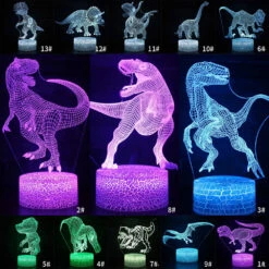 Dinosaurier Nachtlampe, Tischlampe, Nachtlicht Mit Farbwechsel Und 3D Effekt -Dinosaurier-Spielzeug product image 1324201226