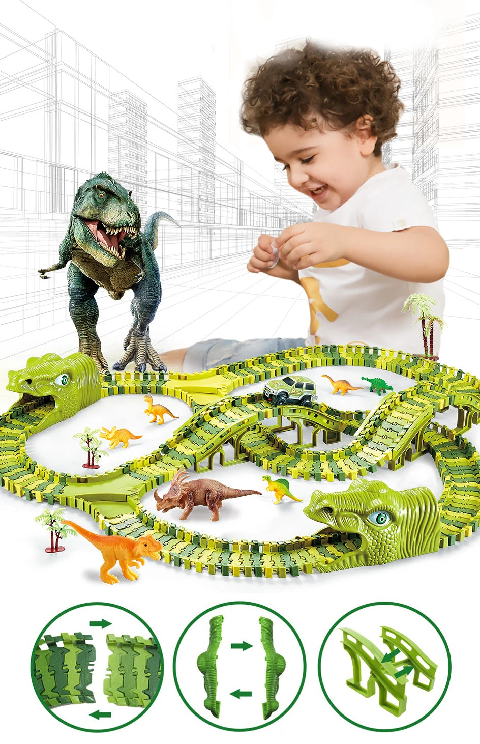 Dinosaurier Rennbahn, Rennstrecke Track Spielzeug Set Dino Toys 5 Dinosaurier Rennbahn, Rennstrecke Track Spielzeug Set Dino Toys – Bild 3