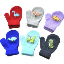 Warme Winter Kinder Handschuhe Mit Dino Motiv