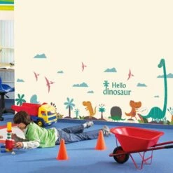 Hello Dinosaur Langhals DIno Wand Tattoo Aufkleber -Dinosaurier-Spielzeug product image 1833122742
