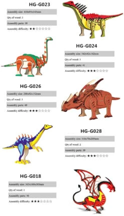 Dinosaurier Holz Puzzle - Verschiedene Dino Motive Zur Wahl -Dinosaurier-Spielzeug product image 1833139933