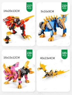 Konstruktionsspielzeug Für Kinder: Dino-Transformers - 4 Teile In 1 -Dinosaurier-Spielzeug product image 1850762609