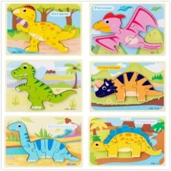 6 Stk. Niedliche Dinosaurier Holz Puzzle Für Kinder -Dinosaurier-Spielzeug product image 1854117161