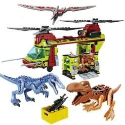 Jurassic Park Dinos Mit Transporthubschrauber Baustein Set 585 Teile