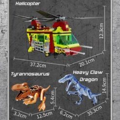 Jurassic Park Dinos Mit Transporthubschrauber Baustein Set 585 Teile -Dinosaurier-Spielzeug product image 1871093475