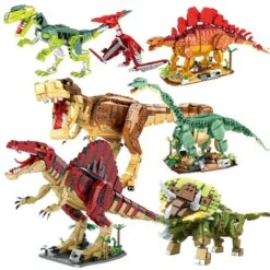 Jurassic Dinosaurier: Tyrannosaurus Rex, Velociraptor, Stegosaurus, Triceraptos, Pterodactyl, Spinosaurus, Brontosaurus