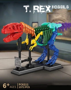 XXL T-Rex Museum Skelett Im Regenbogen Look (1572 Teile) -Dinosaurier-Spielzeug product image 1895448587
