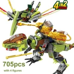 Dino Transformer 4in2 Baustein Set Mit 705 Teilen -Dinosaurier-Spielzeug product image 1895449951