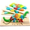 Montessori Holz Puzzle Lern Spiel Für Kinder - Viele Motive -Dinosaurier-Spielzeug product image 1929371051