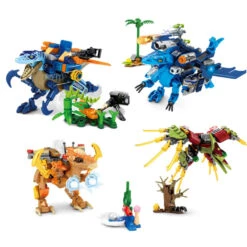 4er Set Raptor Dinosaurier Klemm-Baustein Spielzeug