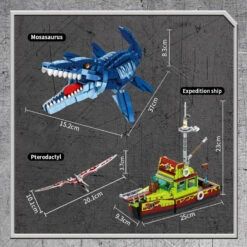 Jurassic Park Mosasaurus Dino Mit Boot Baustein Set (888 Teile) -Dinosaurier-Spielzeug product image 1965007859