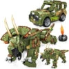 2in1 Klemm-Baustein Set Triceratops Oder Jeep (1100 Teile) -Dinosaurier-Spielzeug product image 2012422376