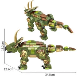 2in1 Klemm-Baustein Set Triceratops Oder Jeep (1100 Teile) -Dinosaurier-Spielzeug product image 2012422379